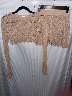 Princess Polly Crochet Knit Set Crop Top and Shorts